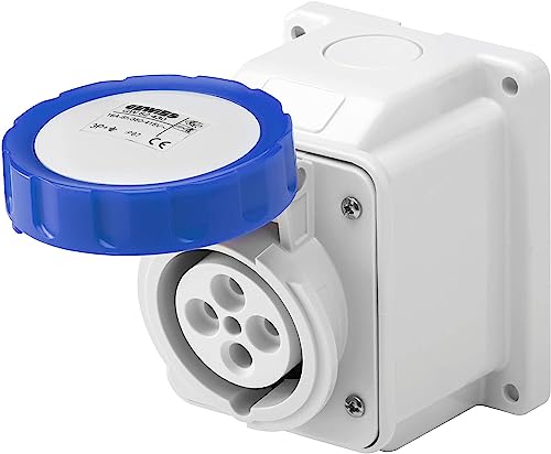 Gewiss Presa Fissa da Parete a 10°, IP44, 2P+T 16A 200-250V 50/60Hz, Blu, 6H, Cablaggio a Vite