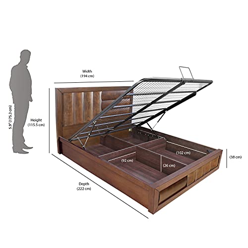 Image of @home By Nilkamal Gladiator King Bed with Hydraulic Storage (Brown)