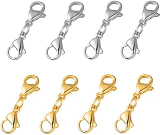 8 Pieces Double Lobster Clasps Mini Bracelet Clasps Replacement Lanyard Snap Hook,Metal Lobster Claw Clasps for DIY Jewelry Making Bracelet Crafts (Gold & Silver)