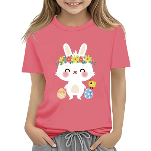 2‐13Y Kids Easter Shirts Boys Girls Cute Cartoo𝐧 Ra𝐛bit Print Short Sleeve Tees Shirt Bunny Graphic T-Shirt