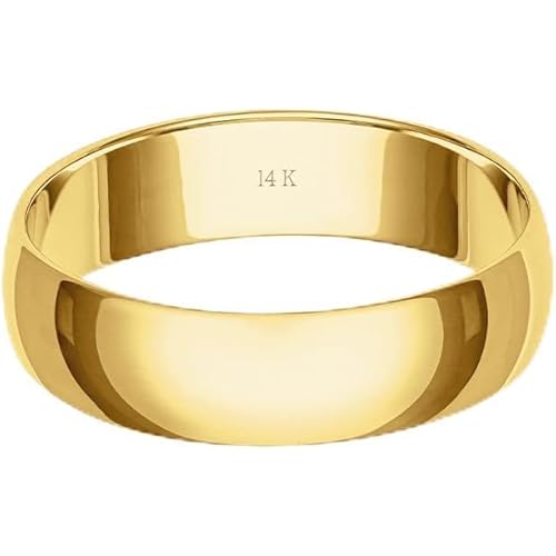 Men’s or Women's 10K or 14K Yellow or White Gold 5MM Classic Plain Simple Wedding Band by Brilliant Expressions