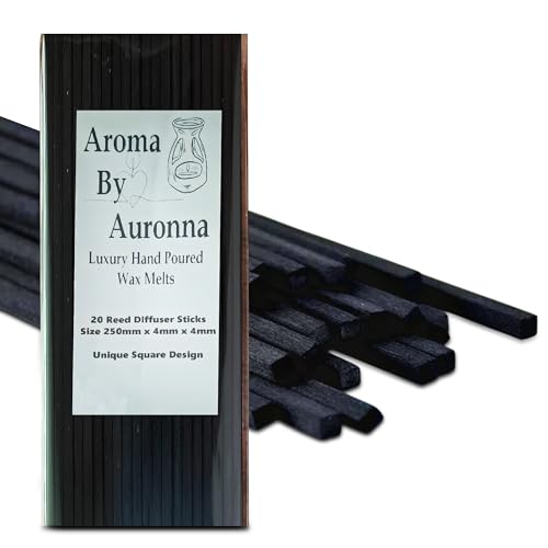 20 Black Fibre Reed Diffuser Sticks With Stylish Square Design - 25cm x 4mm - Thick Diffuser Reeds