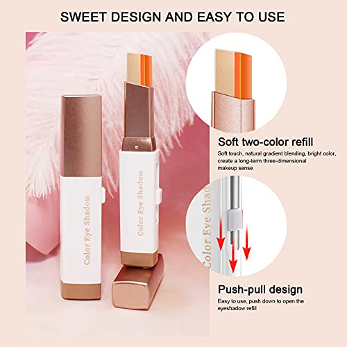 Lokfar 12 Colors Glitter Eye-Shadow Stick Set, Two-Tone Shimmer Gradient Eyeshadow Stick Double Colors Eyeshadow Stick Waterproof Glitter Eye Stick Eyeshadow Pen For Women Eye Makeup (6 Pcs) #TOP5