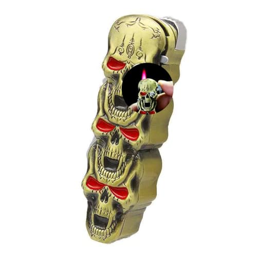 Encendedor triple calavera resistente al viento con abridor