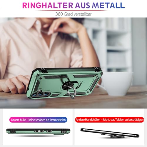 Image of for Samsung Galaxy S24 FE Case with Screen Protector, Military Grade Rugged Shockproof Galaxy S24 FE 5G Heavy Duty Protective Cover for Samsung S24 FE Magnetic Ring Kickstand Phone Case (Green)