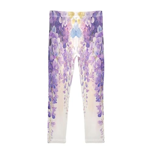 Boccsty Watercolor Light Purple Butterflies Girls Leggings Kids Yoga Pants Dance Active Tights 4T2