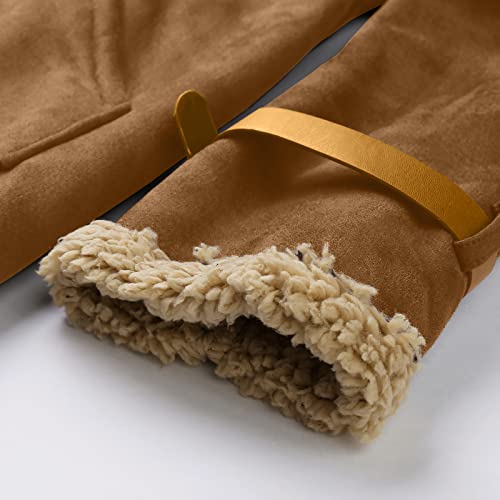 Qwentmtnty Mens Sherpa Fleece Lined Faux Leather Jacket Heavyweight Zip Up Bomber Jackets Vintage Slim Fit Winter Suede Coats #TOP5