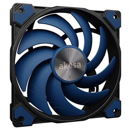 Akasa Alucia SC14 | Ventilateur PWM de 140 mm | Jusqu'Ă 1800 RPM | Coussinets Anti-Vibrations | Ventilateur de Refroidissement Bleu pour PC, Refroidisseur de processeur, radiateurs | AK-FN118