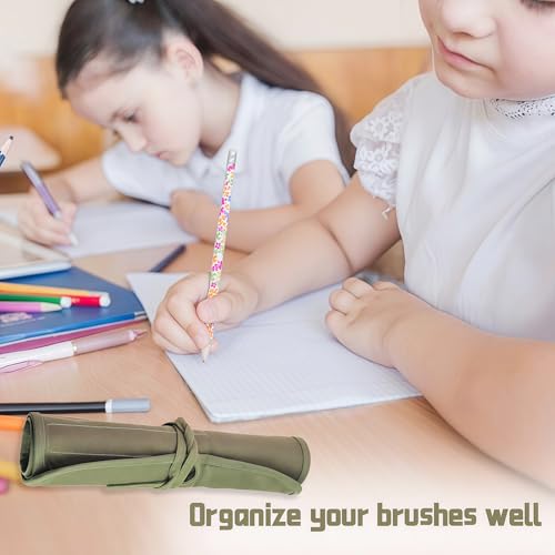 Image of Premium Canvas Paint Brush Holder Organizer Roll Up Case, 24 Slots Portable Artist Storage Bag for Acrylic, Oil, Watercolor Brushes, Pencils, Pens & Art Supplies