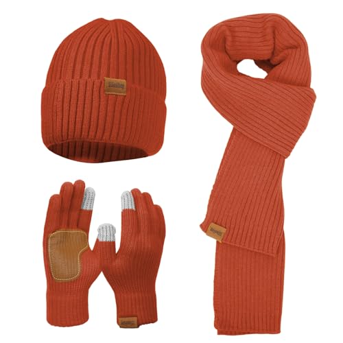 Winter Knit Beanie Hat Scarf Gloves Cold Weather...