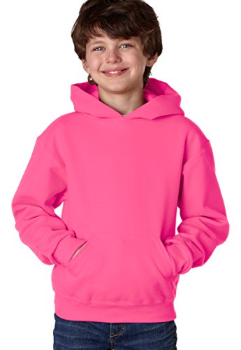 Jerzees Youth 8 Oz, 50/50 NuBlend Fleece Pullover Hood, Medium, Neon Pink