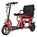 Elektromobil Klappbar, Elektrische Leichte Tragbare Kompakte Dreiradroller 3-Rad-betriebener Mobiler Rollstuhl Mit Sitz Für Erwachsene ältere Menschen Mit Behinderungen Reise 350W Motor 15KM/H (Rot)