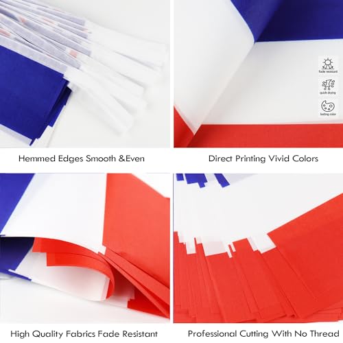 Image of France String Flag Pennant Banner - 38 Flags, 42 Feet Small Mini French Flags Bunting Banner for Country Decoration, School, Party, Sports Events