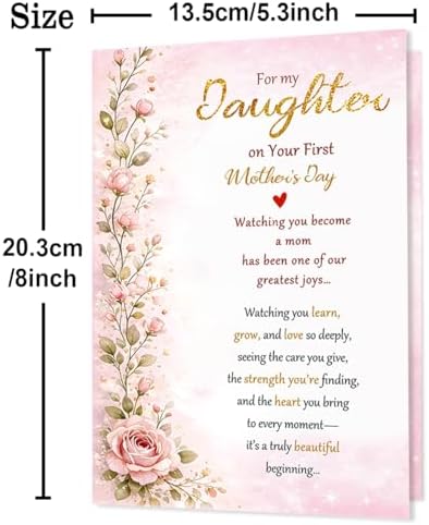 Beixian First Mother's Day Card for Daughter, First Mother's Day Gift for Daughter, Beautiful Floral Greeting Card for New Mom - 2