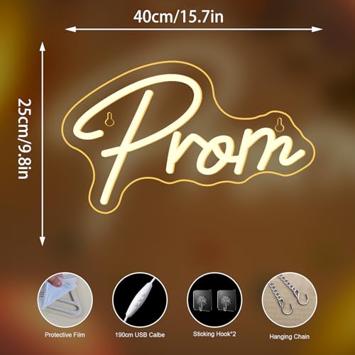 Image of Prom LED Neon Sign Letters Light Up for Graduation Party Wall Decoration | 15.7IN*9.8IN,Five level brightness adjustment,USB power,For Bar,Club,Pub,Commencement Ceremony,Congratulations Graduation