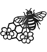 CREATCABIN Décoration Murale en Métal avec Abeilles-Miel Noir-Décoration Murale Suspendre en Fil ...