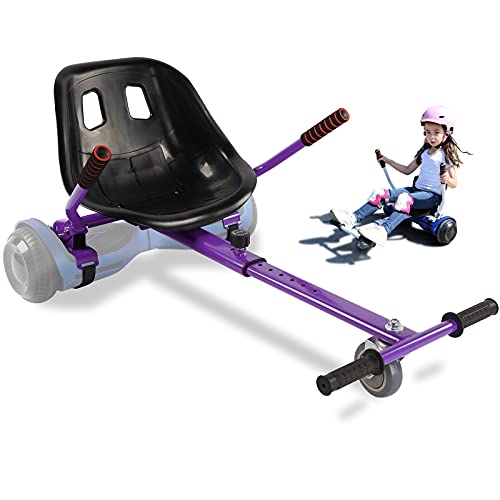 Hoverboard Seat Attachment Go-Kart Fits 6.5”/ 8”/ 10” Hoverboards, Hover Cart for Kids & Adults, Accessory for Self Balancing Scooter, Purple