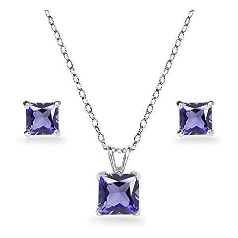 Sterling Silver Simulated Tanzanite Jewelry Set thumbnail