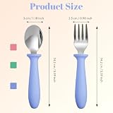 Pimoys Toddler Utensils Set, 6-Piece Kids Fork and Spoon Set | 18/8 Stainless steel with plastic handles, rounded edges, toddler-size, dishwasher safe