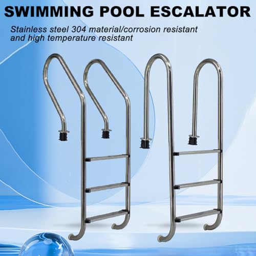 Escalera para piscina de acero inoxidable con 3 peldaños antideslizantes miniatura 2