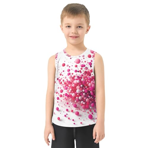 susiyo Pink Polka Dots Boys Sleeveless Tank Top Girls Athletic T Shirt2
