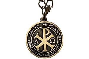 Chi Rho Cross Necklace for Men, Ancient Bronze Religious Pendant Necklace, Christian...