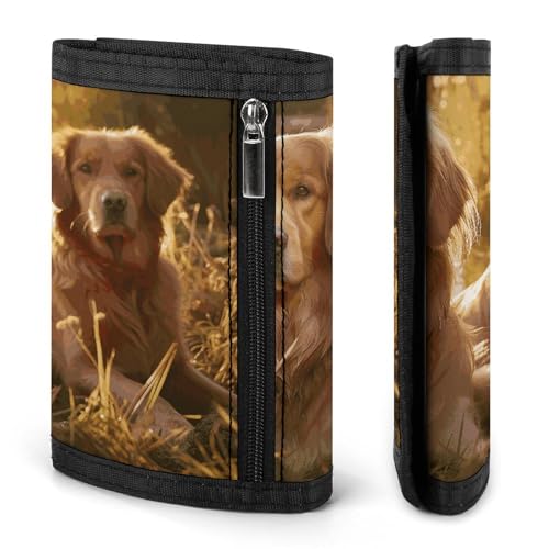 Small Wallet - Trifold Wallets Two Golden Retrievers Purse with 1 Cash Compartment And 8 Card Slots Money Clip3
