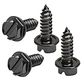 Four (4) Rustproof Black License Plate Screws - Set of 4 Stainless Steel License Plate Frame Screws for Fastening License Plates, Frames and Covers (Black Stainless Steel)