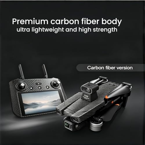 Image of AE86ProMax+Drones with Camera for Adults 4K Video,Touch Screen Tablet Remote and 3-Axis Mechanical Gimbal, 5G Digital Transmission, 360 Laser Obstacle Avoidance, GPS Auto Return,Three 8000mAh 45 Mins Long Endurance, 500g Payload, Smart Follow Waypoint Flight Foldable Quadcopter, Up to 5 Miles Range (Carbon Fiber, 3 Batteries)
