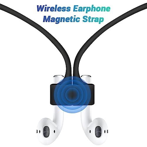 Image of LIRAMARK Magnetic Anti-Lost Strap Silicone Rope Wire Cable Connector String for AirPods Pro /Aipods Pro 2 / Airpods 1,2&3 / Boat /Realme /Jbl /Redmi /Oppo Enco Earbuds (Black)