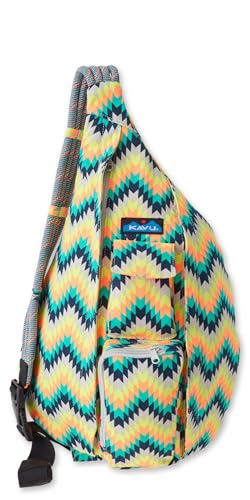 KAVU Original Rope Bag Sling Pack with Adjustable Rope Shoulder Strap, Cactus Bloom