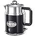 Produktbild Russell Hobbs Wasserkocher [1,7l, 2400W] Retro Schwarz & polierter Edelstahl (Schnellkochfunktion, Wassertemperaturanzeige im Retrodesign, außenliegende Wasserstandsanzeige) Vintage Teekocher 21671-70