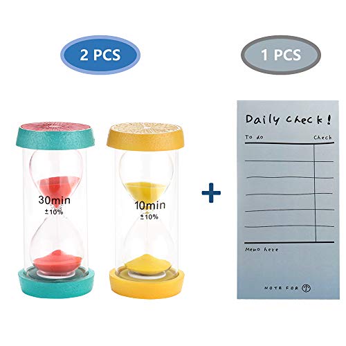 Hourglass Sand Timer, 2 Colors Fruit Style Hourglass Timer Clock 10 Minutes +