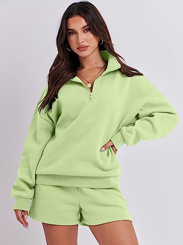 Anrabess Women's Oversized 2 Piece Lounge Sets Fall Outfits 2023 Long Sleeve Cozy Casual Pajamas Shorts Sweatsuit Matching Set Ci775-Bohelv-Xl #TOP1