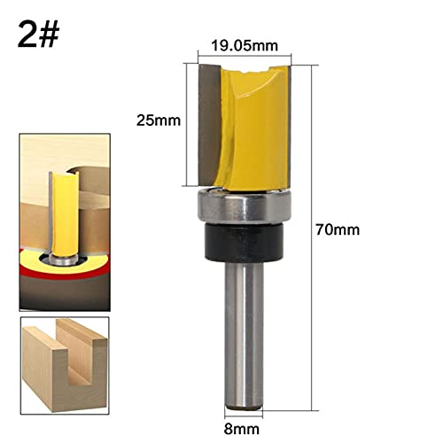 DINGGUANGHE-CUP 6mm/6.35mm/8mm Shank Router Bit Straight End Mill Router Bit Wood Steel (Cutting Edge Length : 8mm D19.5 NO2)