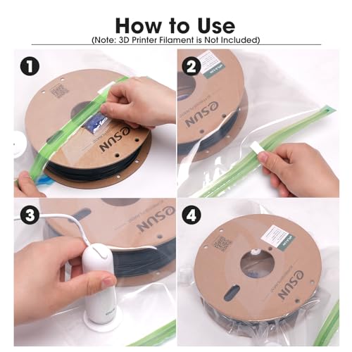 Image of eSUN 3D Printing Filament Vacuum Storage Bag, Spool Storage Sealing Bags Dust Proof Humidity Resistant for Keeping Filament Dry, 5 Vaccum Bags Only