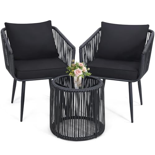 Kromax 3 Pieces Patio Rattan Bistro Set