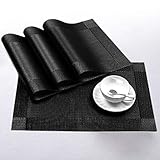 Synra Placemats for Dining Table, Set of 4, Easy Care, Set an Elegant and Inviting Table, and Durable, Non-Slip, Heat-Resistive, and Water-Resistive, Black Color