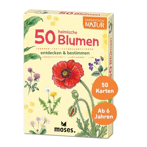 moses. Expedition Natur - 50 heimische Blumen | Bestimmungskarten im Set | Mit spannenden Quizfragen