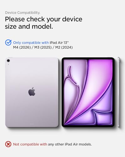 Image of Spigen for iPad Air 13 Inch Case M4(2026), iPad Air 13 Inch Cover M3 /M2 (2025-2024), Rugged Armor Pro, Full Cover Folio Case with Pencil Holder, Trifold Stand - Black