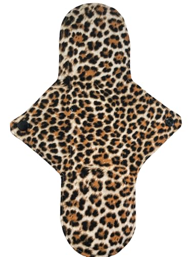 Wilde Maiden Co. 12in Handmade Reusable Pad, Reusable Sanitary Napkin, Leopard Print