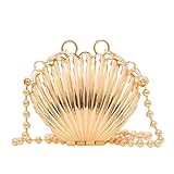MOSSTYUS Girls Shell Crossbody Bag Women Acrylic Shoulder Handbag Mini Fashion Evening Purse Small Clutch Chain Strap,Gold 2#