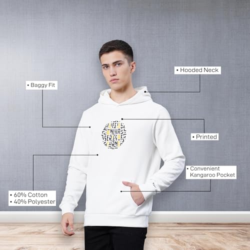 Image of Red Tape Cotton Blend Graphic Hooded Neck Hoodie For Men | Everyday Comfort And Warmth | Your Go To Hooded Neck Hoodie