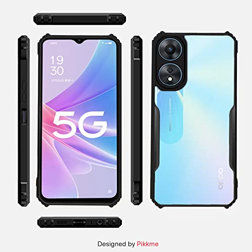 Image of Pikkme Oppo A78 5G Back Cover | Crystal Clear Transparent Back | Ultra Hyrbid | Full Camera Protection | Raised Edge | Bumper Back Case for Oppo A78 5G (Plastic, Black)