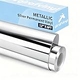 GIRAFVINYL Silver Chrome Vinyl Film - 12' X 6 FT Silver Metallic Mirror Permanent Vinyl for Home and Car Decal