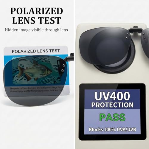 Image of Polarized Clip On Sunglasses, Flip Up Anti-Glare Driving Clip-on Shades, UV400 Protection Lens for Men Women