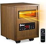 DR. INFRARED HEATER DR-123 Indoor Portable Space Heater with Remote Control, 1500W Dual Heating, 4 Wheels for Mobility, Programmable Timer, Thermostat, Ultra Quiet, Coffee