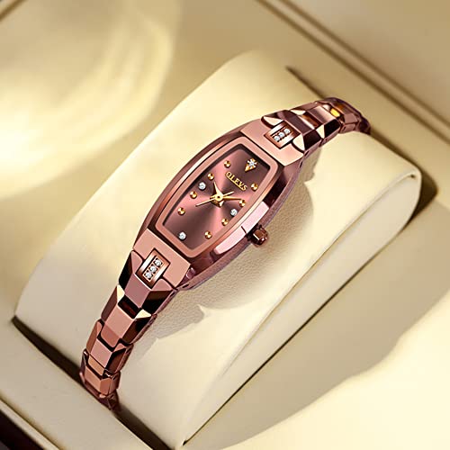 Image of OLEVS Small Face Watches for Women Square Elegant Slim Tungsten Steel Women's Wrist Watches Waterproof Luxury Diamond Watches for Women Analog Quartz Dress Watch for Women Relojes De Mujer