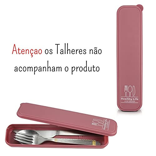 Porta Talheres Para Marmita Individual Portátil Estojo Bolsa Cor:Rosa