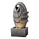 Teamson Home Garten Outdoor Brunnen Moderner Ovaler Brunnen mit warmen LED-Lichtern, Einstellbarer Fluss, Robustes dunkelgraues Steinoptik-Finish